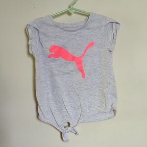 3 for $10 Bundle Sale! Puma Gray T-Shirt with Pink Logo + Tie Waist Girls Size 5